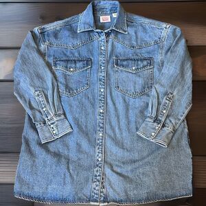 Levi's Dylan Western Shirt Jacket Heavy Denim Pearl-Snap Women’s Small NWT